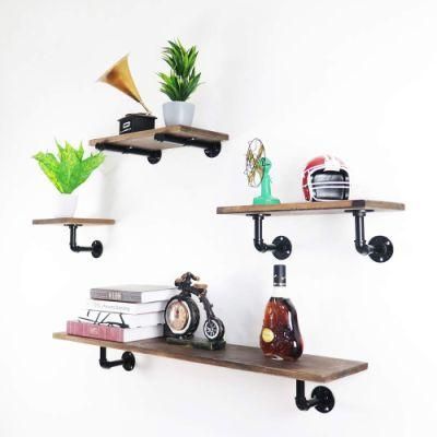 Industrial Iron Pipe Wall Shelf Bracket with Malleable Iron Pipe Fittings