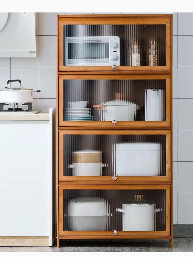 Bookshelf Kitchen Storage Cabinet 3/4/5 Layers Cupboard Bookcase Bookrack in Bamboo