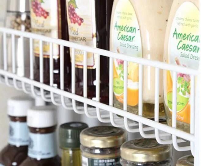 Refrigerator Side Storage Rack Paper Towel Holder Spice Jars Shelf