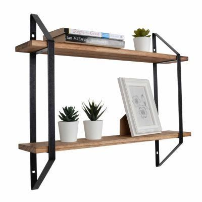 Wall Mounted Metal Shelf Bracket with 2 Layer for Wooden Floating Shelf