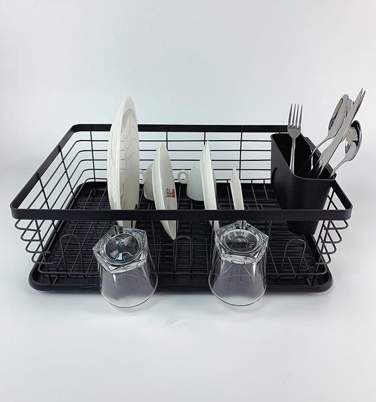 Dish Storage Drain Rack with Utensil Holder and Tray