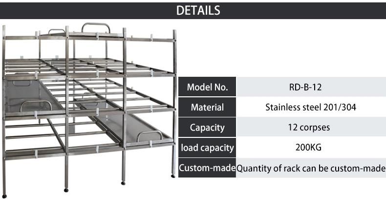 Roundfin Cadaver Cremation Shelf Cadaver Handling Storage Racks Morgue Rack & Body Tray System