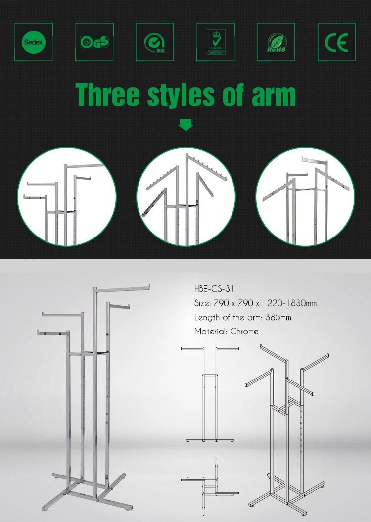 4 Way Chrome Plating Garment Racks