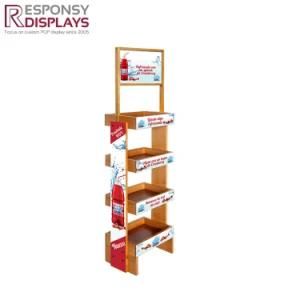 Wood 3-Tier Corner Shelf Beverage Dispenser Water Bottle Display Rack