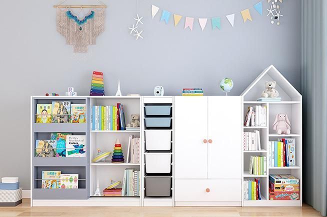 Solid Wood Children′ S Bookshelf, Floor Stand, Living Room Shelf