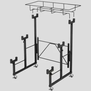 3-Tier Retail Store Supermarket Metal Foldable Wooden Fruit and Vegetable Display Rack