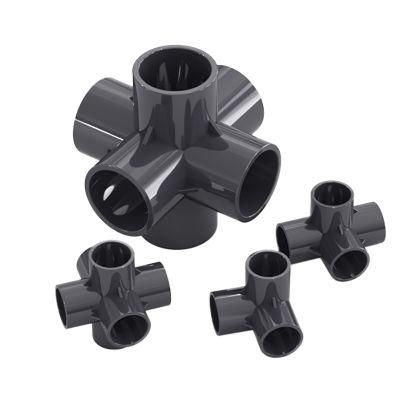 PVC Pipe Fittings Three-Dimensional Three-Way Four-Way Thickened Dark Gray Shelf Plastic Fittings