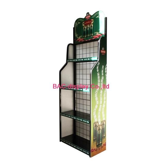 Supermarket Custom Floor Standing Metal Grid Shelf Store Food and Beverage Display Rack