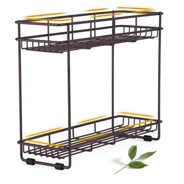 Standing Rack Kitchen Bathroom Countertop Storage Organizer Shelf Holder Spice Rack 2 Tier