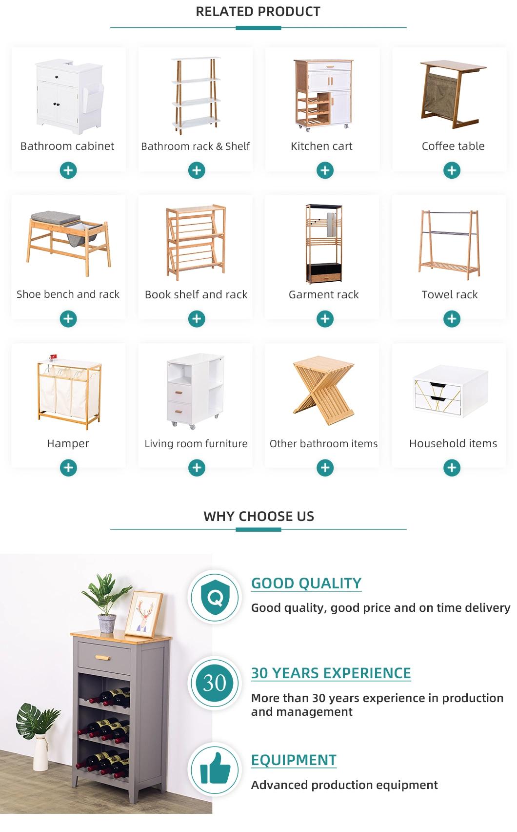 4-Tier Multifunctional Household Room Bamboo Standing Ladder Storage Shelf Towel Rack