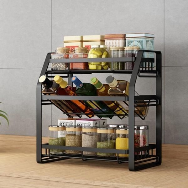 Seasoning Organizer Bathroom Storage Shelf Kitchen Rack Spice Jars