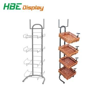 Large Space Metal Wire Display Stand Rack with Basket for Bread