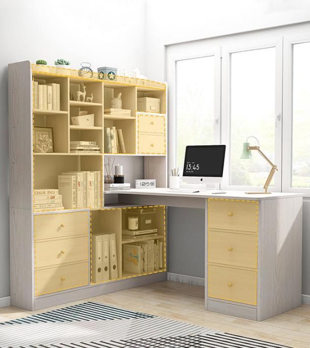 Desktop Computer Desk Bedroom Corner Bookshelf Desk Combination Bookcase Home Simple Student Learning Writing Desk