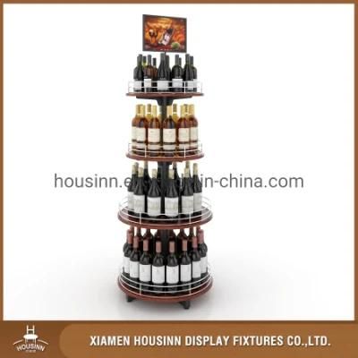 Metal Wine Bottle Display Rack Shelf for Supermarket and Retails