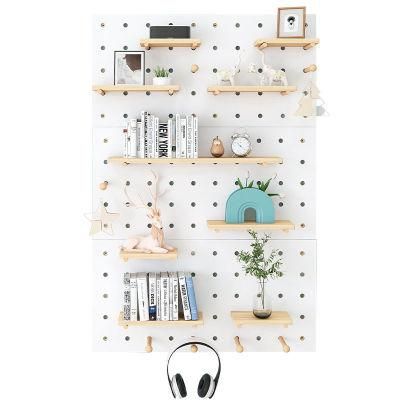 Perforated Board Wooden Wall Hanging Rack Manufacturer Supply Living Room Bedroom Partition Background Wall Decoration Rack Pegboard