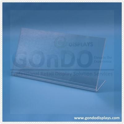 Clear Acrylic L-Shaped Slanted Sign Holder - Self-Standing Ad Frame