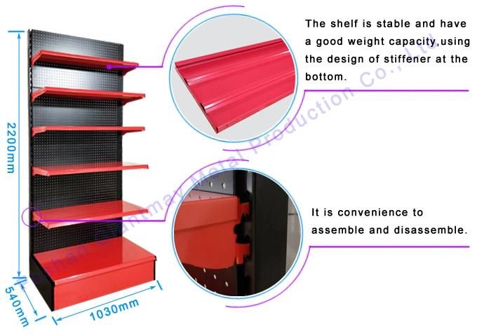 Marketing Metal Pegboard Auto Parts Tools Display Rack with Shelves