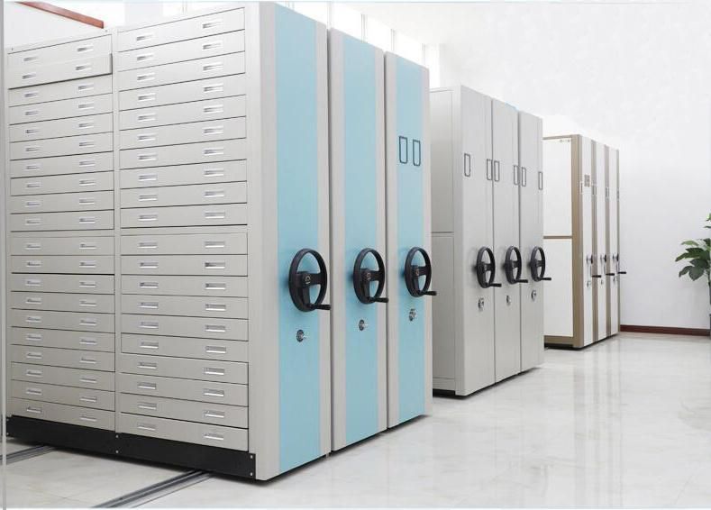 Library Mobile Shelving Gondola System MID East File Compactor High Density Cabinet