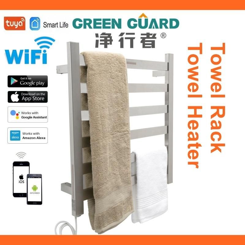 Smart WiFi Electric Heating Towel Rack Household Bath Drying WiFi -110-220V Polished Black White Towel Heating Racks