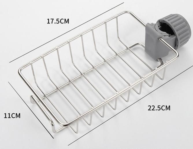 Kitchen Faucet Rack Household Stainless Steel Perforated Rag Sponge Brush Drain Rack Sink Storage Rack