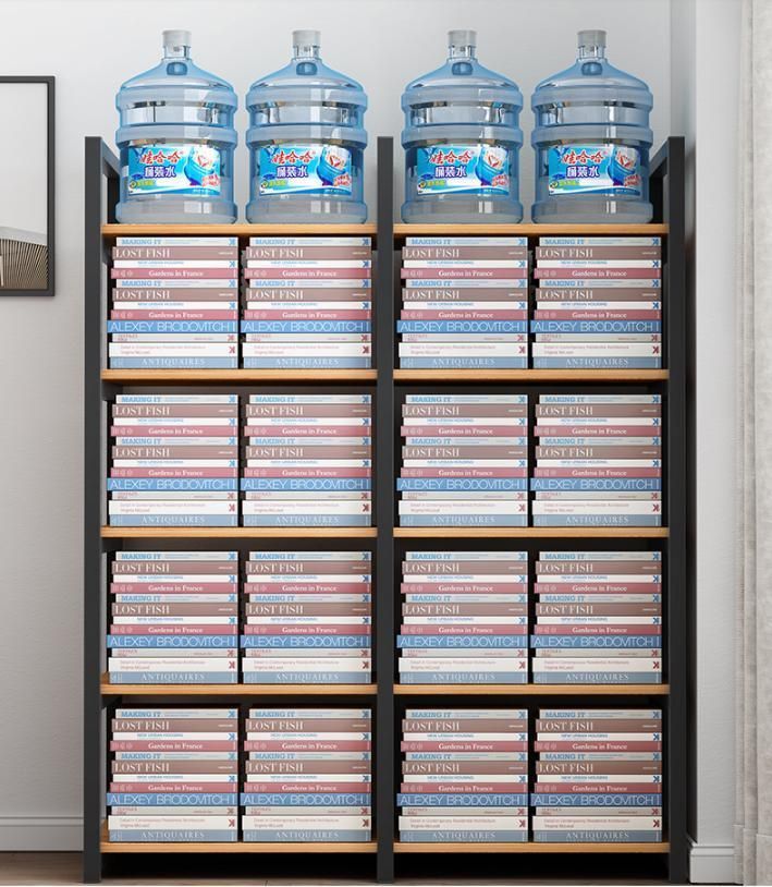 Bookshelf Simple Floor Simple Living Room Wrought Iron Rack Space-Saving Student Home Multi-Layer Storage Rack Small Bookcase