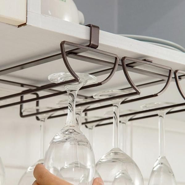 Decorative Display Iron Wire Metal Hanging Wine Glass Rack for Bar Kitchen Cabinet