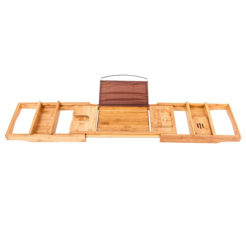 Expandable Bamboo Bathtub Caddy Tray for Bath Tub Using