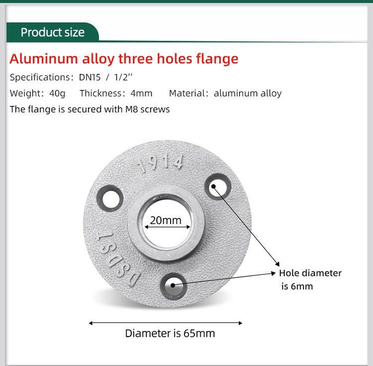 Bsp Threaded Black Malleable Iron 1/2 Inch 3 Holes Floor Flange