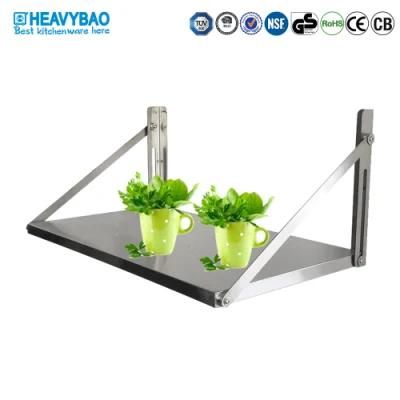 Heavybao Stainless Steel Folding Wall Hanging Board Shelf Storage Display Rack for Kitchen