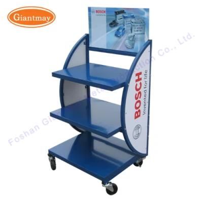 High Quality Flooring Automotive Car Battery Storage Display Rack with Wheels