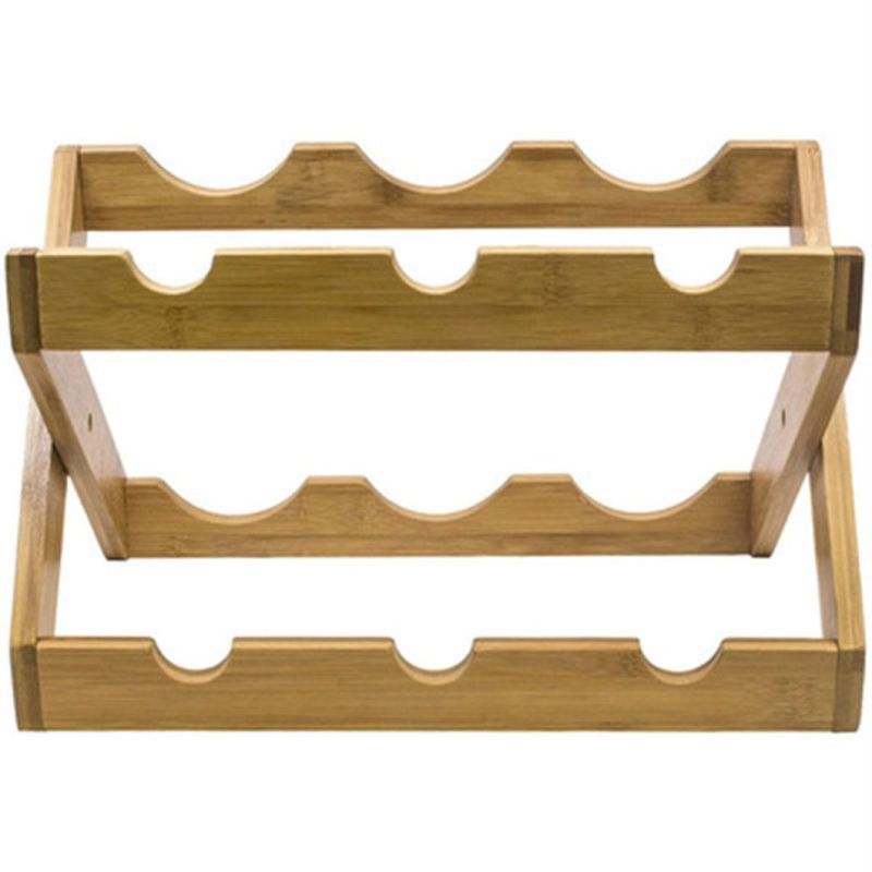 Home Tabletop Decor Torched Brown Rustic Wood Red Bottle Foldable Wine Rack