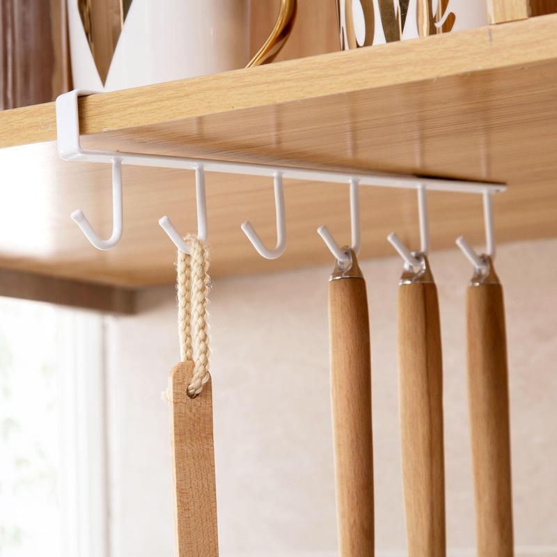 Iron Cupboard Hook Kitchen Cabinet Door Shelf Glass Mug Cup Storage Hanging Rack