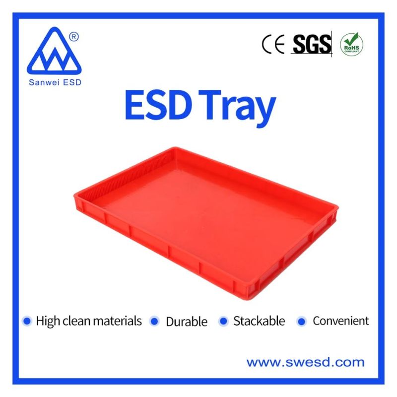 ESD Plastic Antistatic Conductive PCB Tray Counter Size 