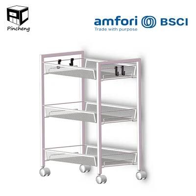 Kitchen Storage Shelf Steel Rolling Cart for Kitchen Bathroom etc.