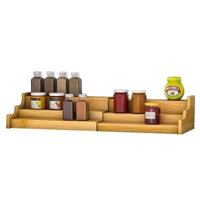 3-Tier Expandable Adjustable Kitchen Spice Rack Organizer Wooden Bamboo Spice Rack