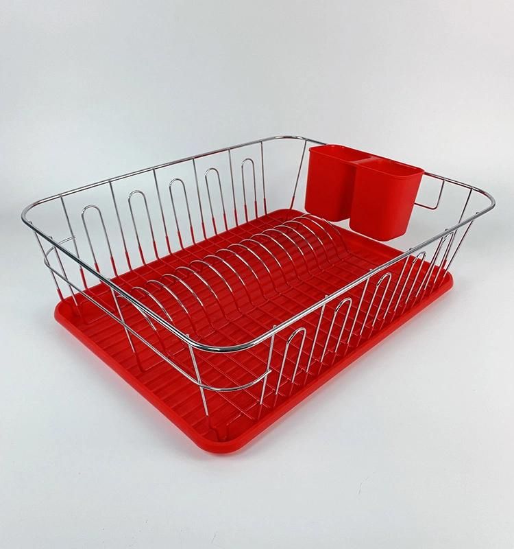 Dish and Cups Storage Rack with Utensil Holder & Tray