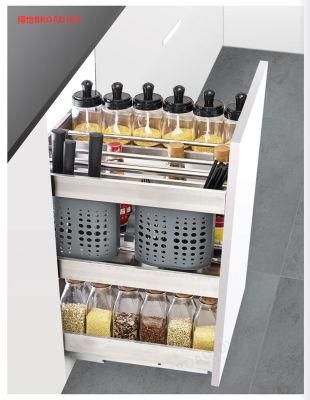 Kitchen Cupboard Stainless Steel Cabinet Storage Drawer Basket Holder Rack for Organizing Kitchenware Tableware and Seasoning Sauces Bottles