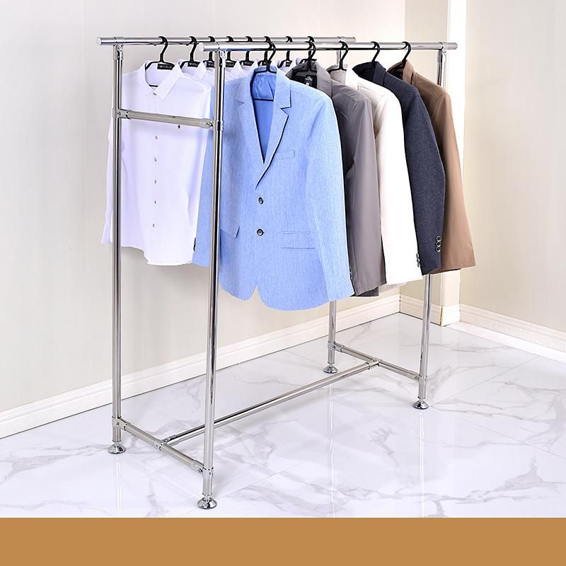 Store Hanging Cloth Showroom Rack Stainless Steel Clothing Display Stand