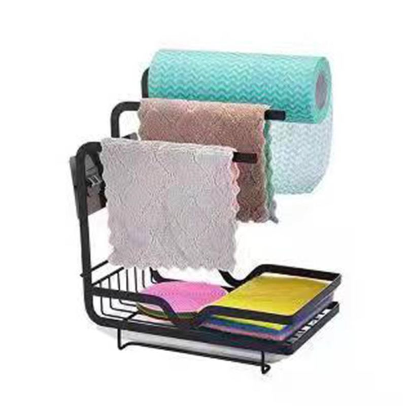 Amazon Hot Sales Hanging Desktop Three-Bar Towel Storage Rack Dishcloth Sponge Drying Rack