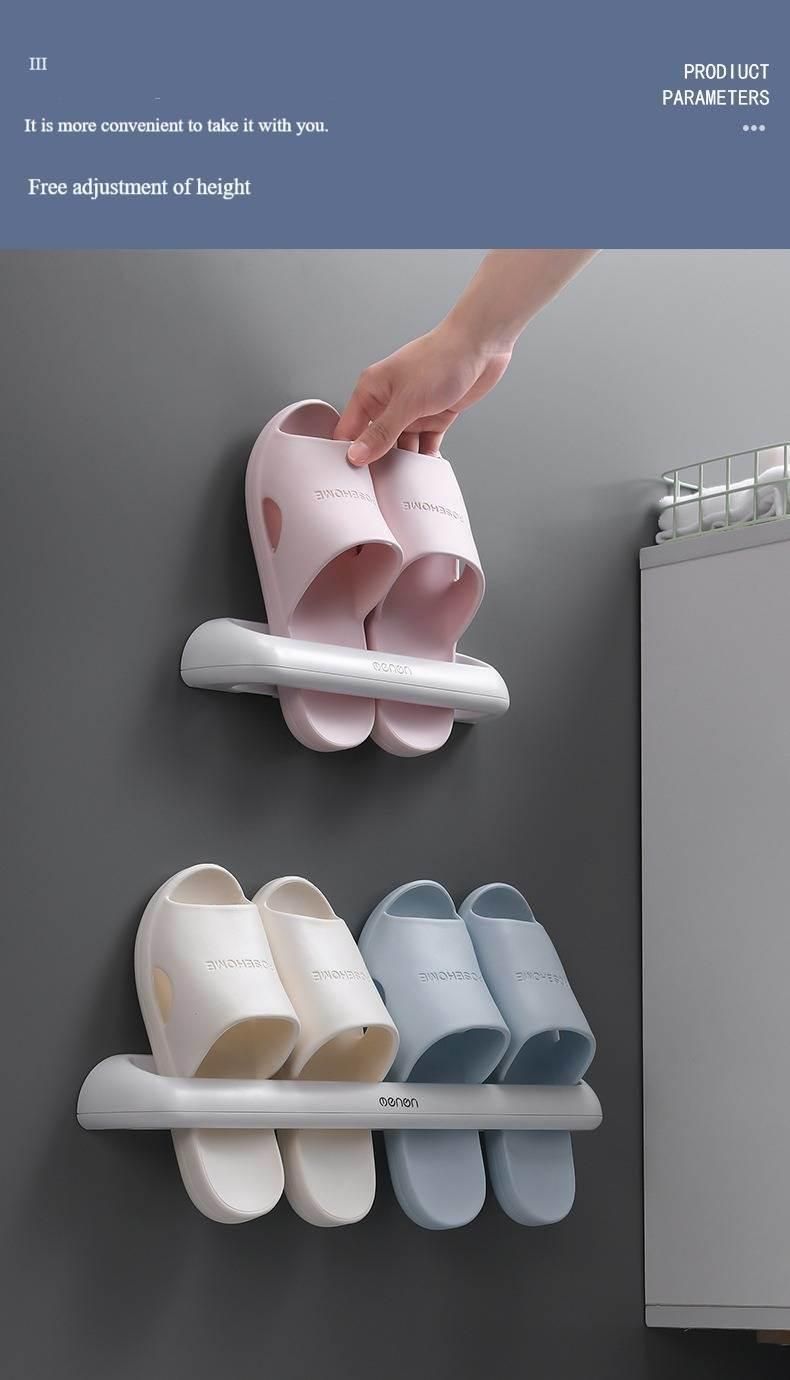 Bathroom Punching Free Wall-Mounted Slipper Storage Rack