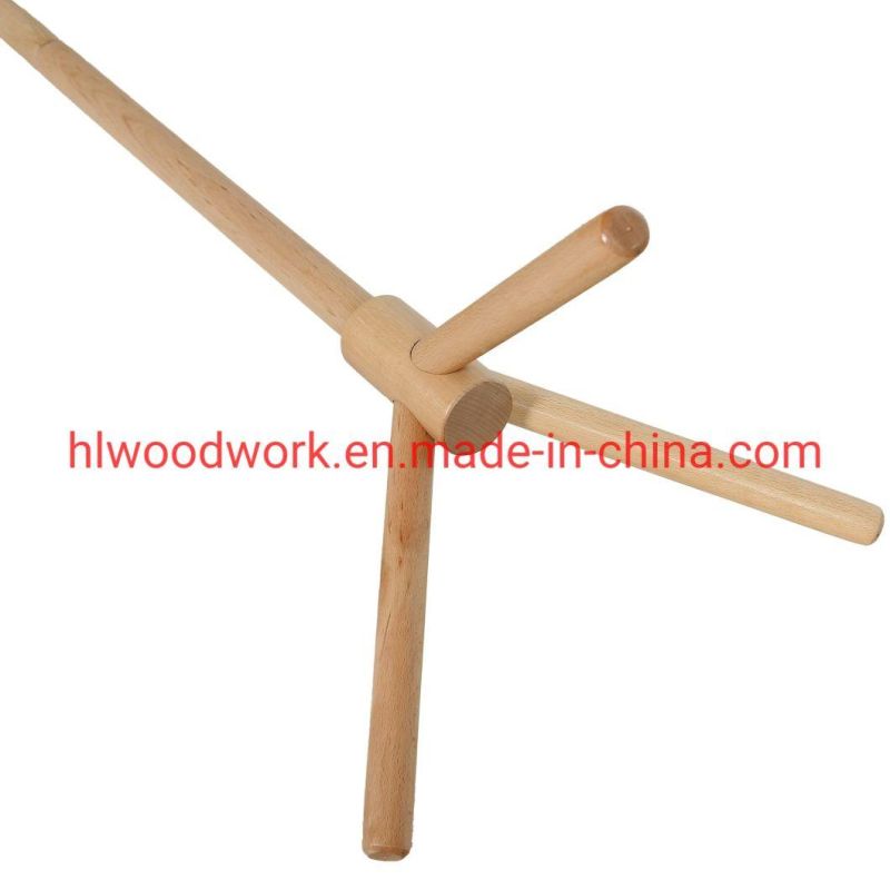Triangle Wooden Base Stand Coat Rack Beech Wood Natural Color Stand Hanger Entrance Hall Coat Rack