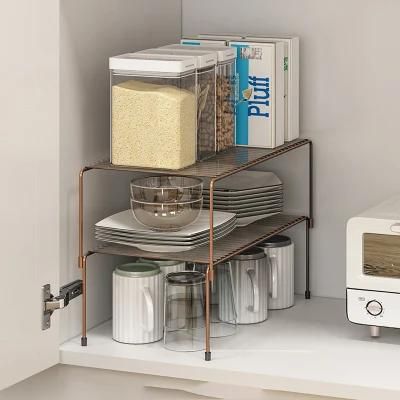 Household Kitchen Under Sink Shelf Double Layers Storage Standing Rack