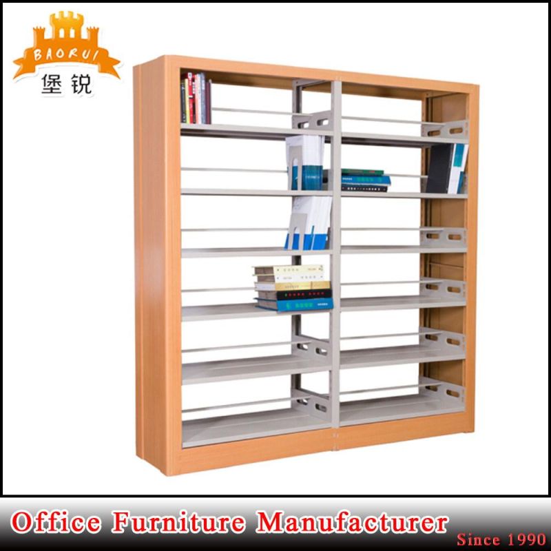 Jas-064 Hot Sale Wood Color Metal Library Book Storage Racks