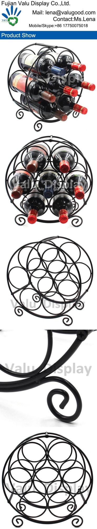Wrought Iron Metal Home Bar Desktop Display Wine Rack