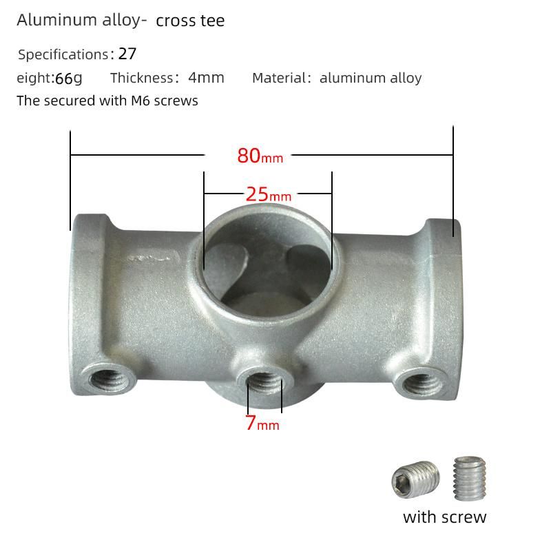 Aluminium Key Clamp 2 Socket Cross Pipe Fittings Long Tee Tube Clamp Fittings