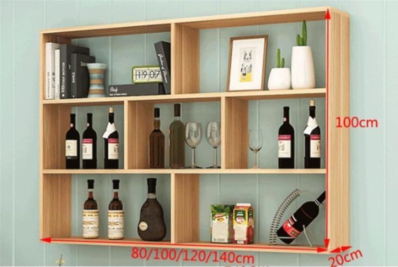 Simple and Creative Wine Cabinet Wall-Mounted Wooden Bookcase