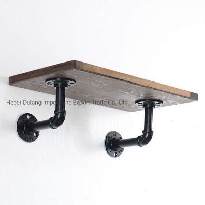 2PCS Industrial Black Iron Pipe Shelf Brackets Wall Mounted Floating Shelf for Farmhouse