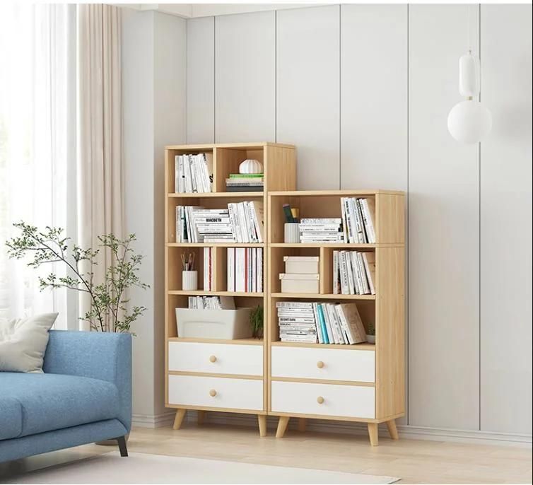 Bookshelf Floor Simple Living Room Shelf Bedroom Multi-Layer Solid Wood Leg Storage Rack Small Net Red Locker Bookcase