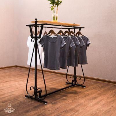 Custom Metal and Wooden Clothing Store Display Stand