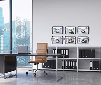 Office 3 Pocket Wall File Folder Holder Hanging Organizer Metal Magazine Document Rack Silver